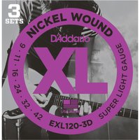 DAddario EXL120 3D Nickel Wound Super Light 9-42 x 3 Pack