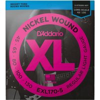 DAddario EXL170-5 5 String Bass Guitar Strings Light 45-130 Long