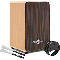 Cajon by Gear4music Ebony with Bag and Accessories