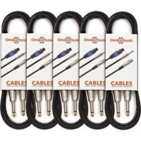 Pack of 5 Jack Instrument Cables 3m