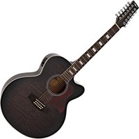 Jumbo 12-String Electro-Acoustic Guitar by Gear4music Trans Black