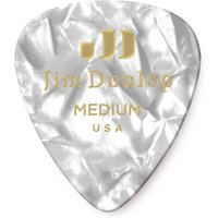 Dunlop Genuine Celluloid Medium White Pearl Picks Pack of 12