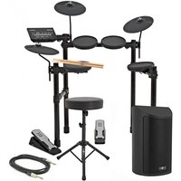 Yamaha DTX402 Electronic Drum Kit with Stool Sticks and sideKIK Amp