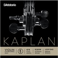 DAddario Kaplan Golden Spiral Violin E String Aluminium Wound Loop