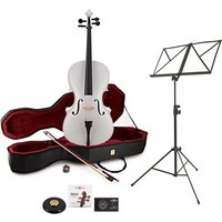 Student 1/2 Size Cello with Case + Beginner Pack White