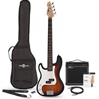 LA Left Handed Bass Guitar + 15W Amp Pack Sunburst