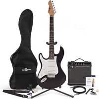 LA Left Handed Electric Guitar Black + 15W Amp Complete Pack