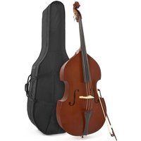 Deluxe 3/4 Solid Top Double Bass + Case by Gear4music