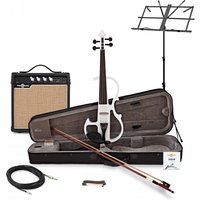 Electric Violin by Gear4music White w/ Amp Pack