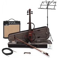 5 String Electric Violin by Gear4music Trans Red /w Amp Pack