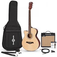 Single Cutaway Left Handed Electro Acoustic Guitar + 15W Amp Pack