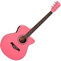 Single Cutaway Electro Acoustic Guitar by Gear4music Pink