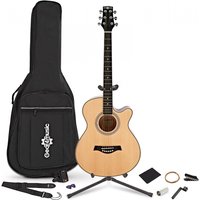 Single Cutaway Acoustic Guitar Complete Pack by Gear4music Natural