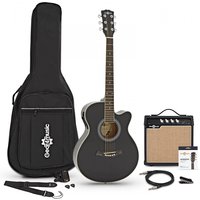 Single Cutaway Electro Acoustic Guitar + 15W Amp Pack Black