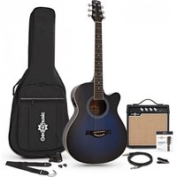 Single Cutaway Electro Acoustic Guitar + 15W Amp Pack Blue