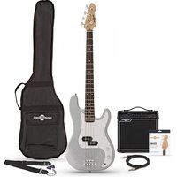 LA Bass Guitar + 15W Amp Pack Silver Flake