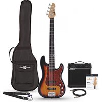 LA Select Bass Guitar + 15W Amp Pack Sunburst