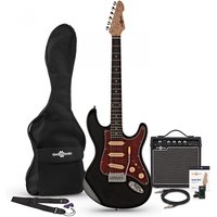 LA Select Electric Guitar SSS + Amp Pack Black