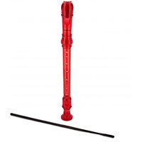 Descant Recorder with Cleaning Rod Red