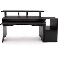 3 Tier Pro Audio Studio Desk + Rack Cabinet Black by Gear4music