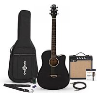 Compact Cutaway Electro-Travel Guitar + 15W Amp Pack Black