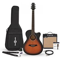 Compact Cutaway Electro-Travel Guitar + 15W Amp Pack Sunburst