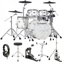 Roland VAD-706 Electronic Drum Kit Pearl White Bundle