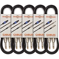 Pack of 5 Jack Instrument Cables 1m