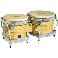 LP Matador Wood Bongos Natural Chrome Hardware