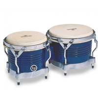 LP Matador Wood Bongos Blue Chrome Hardware