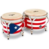 LP Matador Wood Bongos Puerto Rican Flag Chrome Hardware