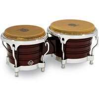 LP Generation II Wood Bongos Dark Wood Chrome Hardware