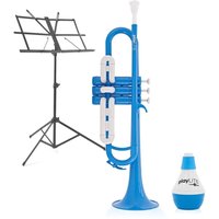 playLITE Hybrid Trumpet by Gear4music Blue + Music Stand & Mute