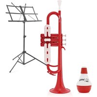 playLITE Hybrid Trumpet by Gear4music Red + Music Stand & Mute