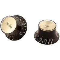 Gibson Top Hat Knobs w/ Gold Metal Insert Set of 4 Black