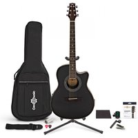 Roundback Acoustic Guitar Complete Player Pack by Gear4music Black