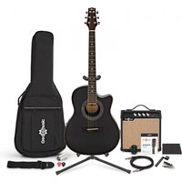 Roundback Electro Acoustic Guitar Black + Complete Pack