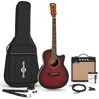 Roundback Electro Acoustic Guitar + 15W Amp Pack Red Burst