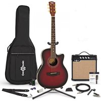 Roundback Electro Acoustic Guitar + Complete Pack Red Burst