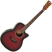 Roundback Electro Acoustic Guitar by Gear4music Red Burst