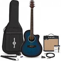 Read more about the article Deluxe Roundback Guitar and 15W Amp Pack Blue Burst