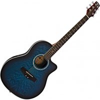 Deluxe Roundback Electro Acoustic Guitar by Gear4music Blue Burst