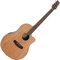 Deluxe Roundback Electro Acoustic Guitar by Gear4music Natural